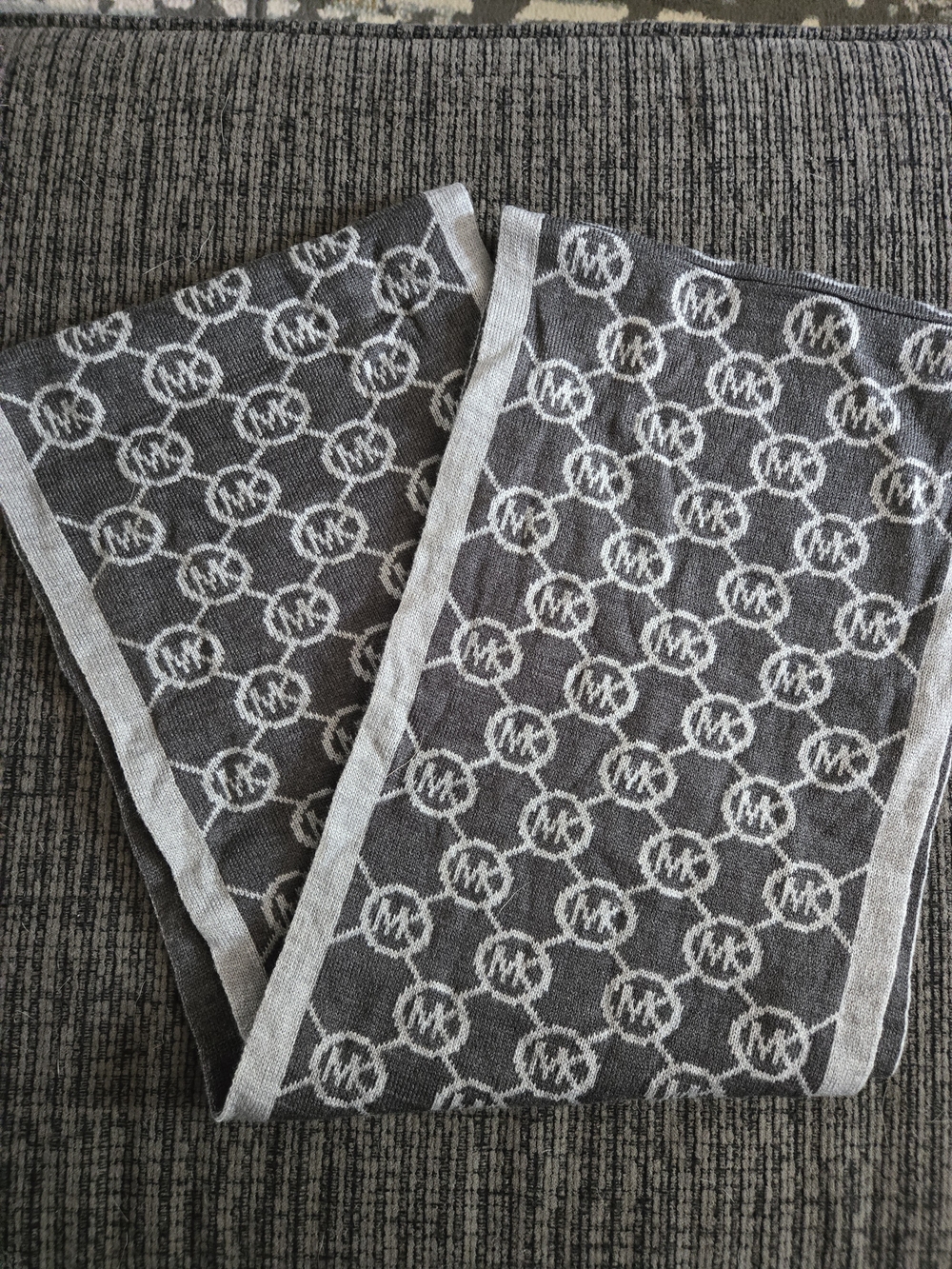MICHAEL Michael Kors Gray Monogram Knit Scarf
